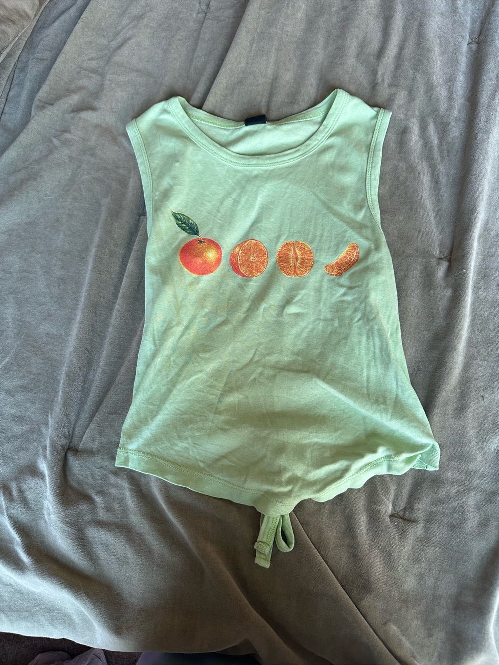 Urban Outfitters Mint Green Sleeveless Tank with Orange Fruit Graphic